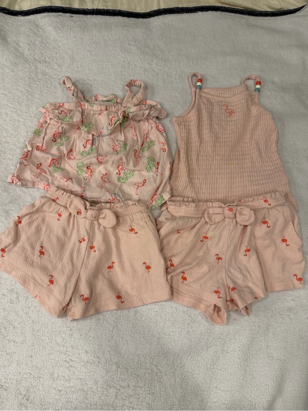 Girls 2T Pink Flamingo Tank & Shorts Set - 4 Pieces